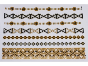 Gold Silver Black | Metallic Jewelry Tattoo SADA OBTISKŮ W-168 (21x15cm)