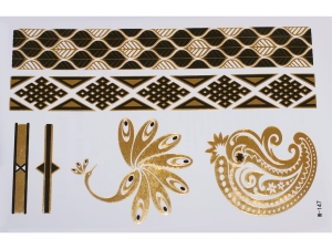 Gold Black | Metallic Jewelry Tattoo SADA OBTISKŮ W-147 (21x15cm)