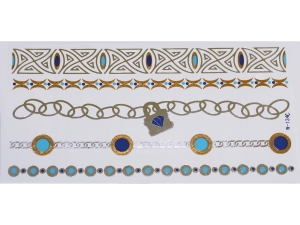Gold Silver Blue | Metallic Jewelry Tattoo SADA OBTISKŮ W-134C (21x11cm)
