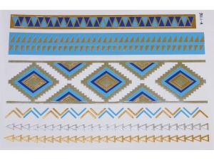 Gold Silver Blue | Metallic Jewelry Tattoo SADA OBTISKŮ W-118C (21x15cm)