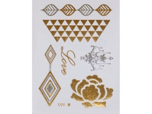 Gold Silver | Metallic Jewelry Tattoo SADA OBTISKŮ W-197 (8x10cm)