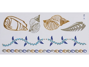 Gold Silver Blue | Metallic Jewelry Tattoo SADA OBTISKŮ W-125C (21x11cm)