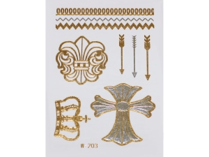Gold Silver | Metallic Jewelry Tattoo SADA OBTISKŮ W-203 (8x10cm)