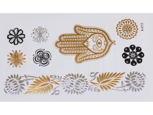 Gold Silver | Metallic Jewelry Tattoo SADA OBTISKŮ X-013 (15x9cm)