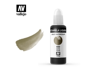 Barva Vallejo Liquid Watercolor 33660 Sepia (32ml)