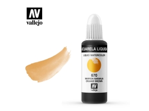 Barva Vallejo Liquid Watercolor 33670 Orange Brown (32ml)