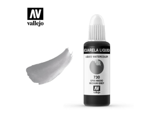 Barva Vallejo Liquid Watercolor 33730 Medium Grey (32ml)
