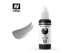 Barva Vallejo Liquid Watercolor 33740 Dark Grey (32ml)