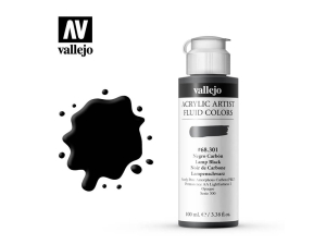 Barva Vallejo Acrylic Fluid Color 68301 Lamp Black (100ml)