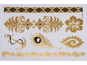 Gold Black | Metallic Jewelry Tattoo SADA OBTISKŮ W-149 (21x15cm)