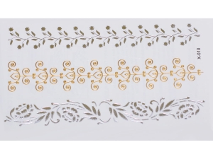 Gold Silver | Metallic Jewelry Tattoo SADA OBTISKŮ X-010 (15x9cm)