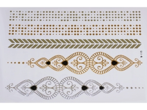 Gold Silver Black | Metallic Jewelry Tattoo SADA OBTISKŮ W-115 (21x15cm)