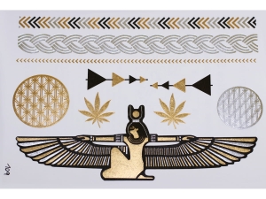 Gold Silver Black | Metallic Jewelry Tattoo SADA OBTISKŮ W-109 (21x15cm)