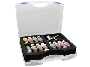 Createx Kufr barev Transparent & Opaque (11x60ml Paint, 1x60ml Cleaner, 1x Iwata Revolution HP-CR)
