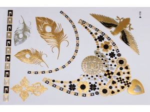 Gold Silver Black | Metallic Jewelry Tattoo SADA OBTISKŮ W-116 (21x15cm)