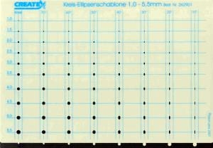 Šablony kruhy/elipsy 1,0mm - 5,5mm