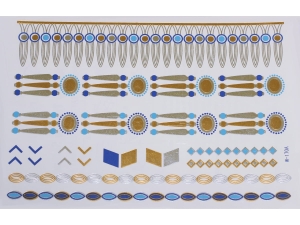 Gold Silver Blue | Metallic Jewelry Tattoo SADA OBTISKŮ W-170C (21x15cm)