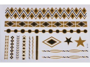 Gold Black | Metallic Jewelry Tattoo SADA OBTISKŮ W-151 (21x15cm)