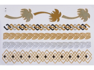 Gold Silver Black | Metallic Jewelry Tattoo SADA OBTISKŮ W-122 (21x15cm)