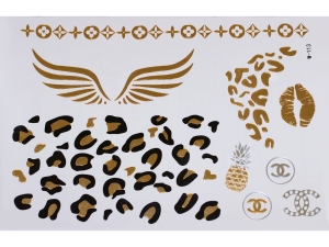 Gold Silver Black | Metallic Jewelry Tattoo SADA OBTISKŮ W-113 (21x15cm)