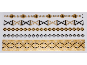 Gold Silver Black | Metallic Jewelry Tattoo SADA OBTISKŮ W-129 (21x11cm)