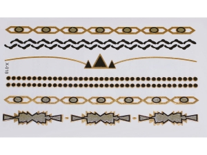 Gold Silver Black | Metallic Jewelry Tattoo SADA OBTISKŮ X-018 (15x9cm)