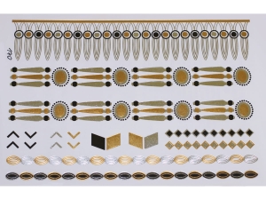 Gold Silver Black | Metallic Jewelry Tattoo SADA OBTISKŮ W-170 (21x15cm)