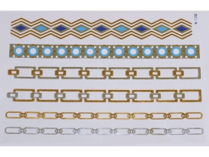 Gold Silver Blue | Metallic Jewelry Tattoo SADA OBTISKŮ W-120C (21x15cm)