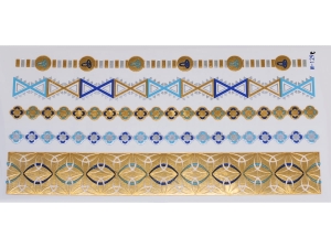 Gold Silver Blue | Metallic Jewelry Tattoo SADA OBTISKŮ W-129C (21x11cm)