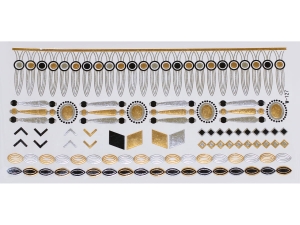 Gold Silver Black | Metallic Jewelry Tattoo SADA OBTISKŮ W-127 (21x11cm)