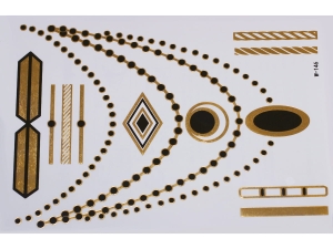 Gold Black | Metallic Jewelry Tattoo SADA OBTISKŮ W-146 (21x15cm)