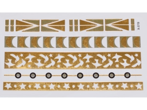 Gold Silver | Metallic Jewelry Tattoo SADA OBTISKŮ X-019 (15x9cm)
