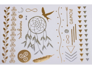Gold Silver | Metallic Jewelry Tattoo SADA OBTISKŮ W-140 (21x15cm)