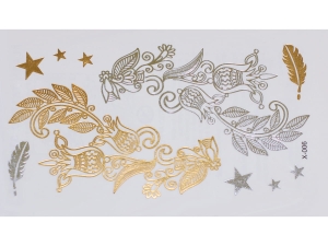 Gold Silver | Metallic Jewelry Tattoo SADA OBTISKŮ X-006 (15x9cm)