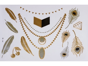 Gold Silver Black | Metallic Jewelry Tattoo SADA OBTISKŮ W-114 (21x15cm)