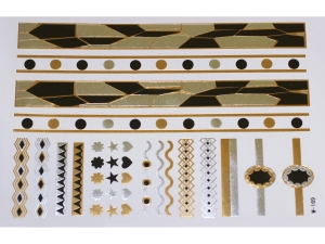 Gold Silver Black | Metallic Jewelry Tattoo SADA OBTISKŮ W-169 (21x15cm)