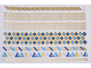 Gold Silver Blue | Metallic Jewelry Tattoo SADA OBTISKŮ W-172C (21x15cm)