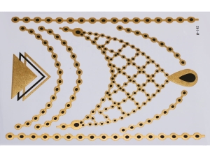 Gold Black | Metallic Jewelry Tattoo SADA OBTISKŮ W-145 (21x15cm)