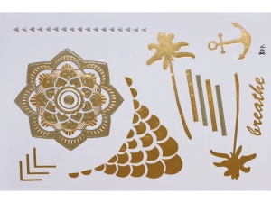 Gold Silver | Metallic Jewelry Tattoo SADA OBTISKŮ W-108 (21x15cm)