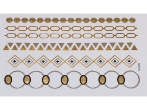 Gold Silver | Metallic Jewelry Tattoo SADA OBTISKŮ X-020 (15x9cm)