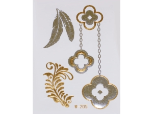 Gold Silver | Metallic Jewelry Tattoo SADA OBTISKŮ W-205 (8x10cm)