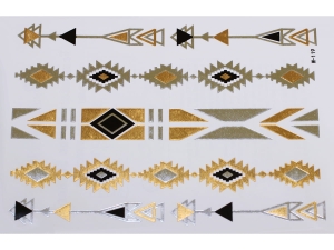 Gold Silver Black | Metallic Jewelry Tattoo SADA OBTISKŮ W-119 (21x15cm)