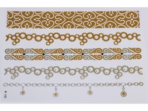 Gold Silver | Metallic Jewelry Tattoo SADA OBTISKŮ W-165 (21x15cm)