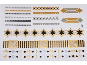 Gold Silver Black | Metallic Jewelry Tattoo SADA OBTISKŮ W-167 (21x15cm)