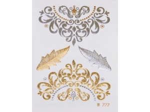 Gold Silver | Metallic Jewelry Tattoo SADA OBTISKŮ W-222 (8x10cm)