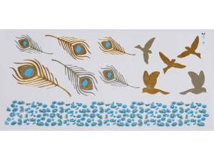 Gold Silver Blue | Metallic Jewelry Tattoo SADA OBTISKŮ W-107C (21x11cm)