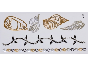 Gold Silver Black | Metallic Jewelry Tattoo SADA OBTISKŮ W-125 (21x11cm)