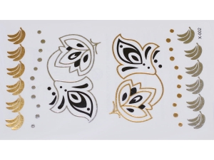 Gold Silver Black | Metallic Jewelry Tattoo SADA OBTISKŮ X-002 (15x9cm)