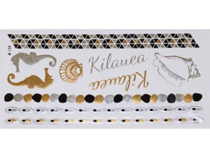 Gold Silver Black | Metallic Jewelry Tattoo SADA OBTISKŮ W-126 (21x11cm)