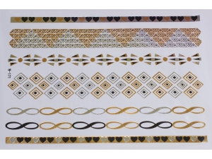 Gold Silver Black | Metallic Jewelry Tattoo SADA OBTISKŮ W-171 (21x15cm)
